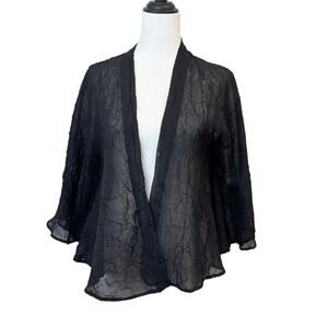 Anthropologie Staring at Stars Black Sheer Crinkle Kimono Open Front Cardigan XS